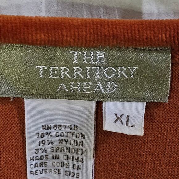 Territory Ahead Top Womens XL Velvet Burnt Orange Romantic Boho Vintage Designer - Picture 5 of 6